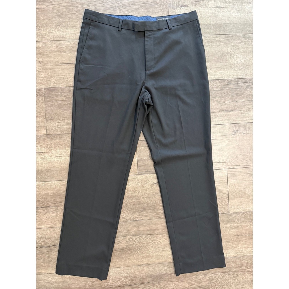 Banana Republic Slim Fit Dress Pants Black Mens 36x32 Flat Front Slacks